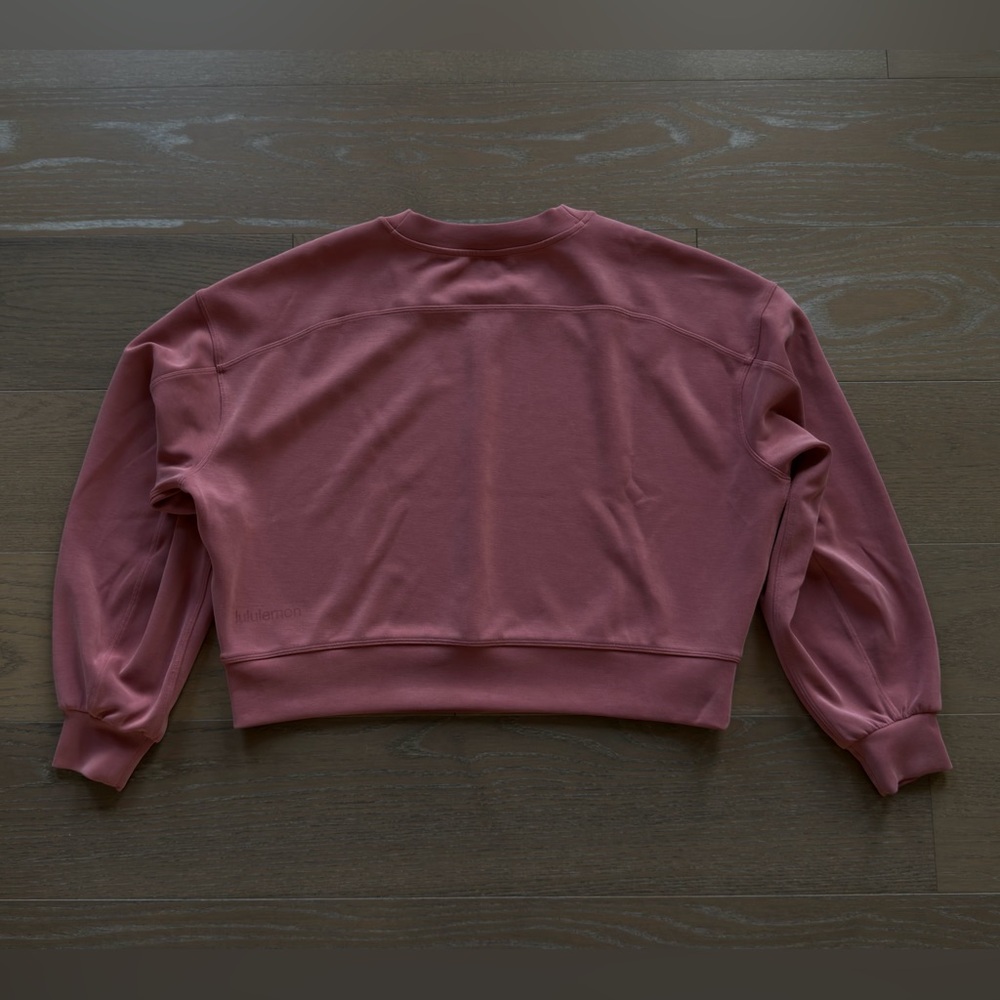 Lululemon Softstreme Cropped Crew Womens 6 Pink Oversized Pullover - Picture 7 of 9